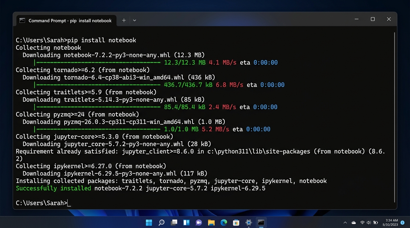 Jupyter Notebook Terminal Pip Install