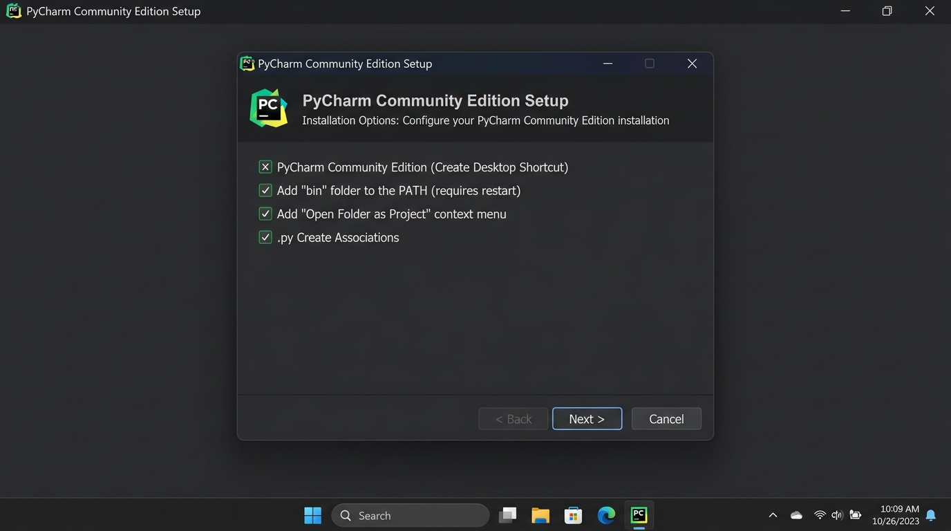 PyCharm Setup Wizard Options