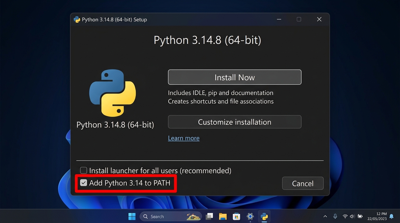 Python Setup Wizard PATH Checkbox