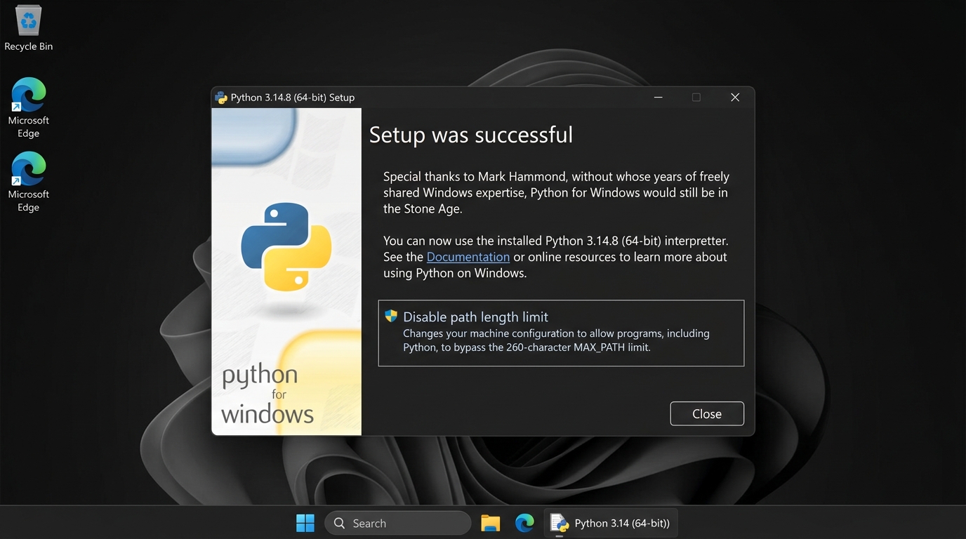 Python Setup Successful Verification
